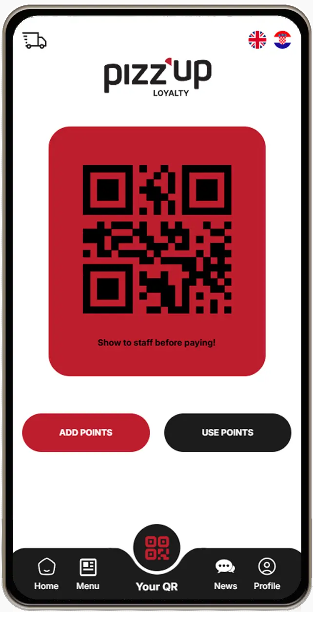 Beispiel für eine mit BonusQR erstellte maßgeschneiderte Treue-App