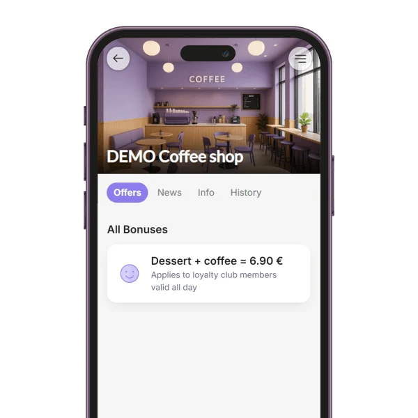 Custom offer in the BonusQR customer app