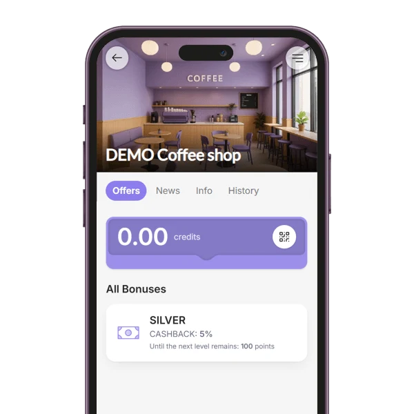 Tiered cashback loyalty program in the BonusQR customer app