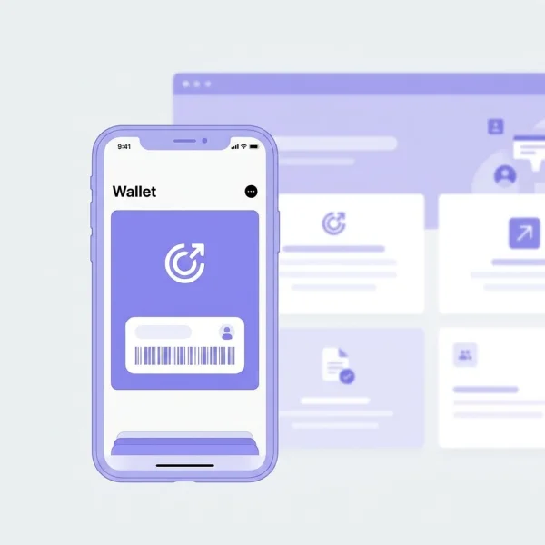Carte de fidélité numérique personnalisée aux couleurs de la marque dans un portefeuille mobile