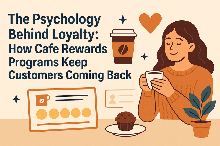 A woman enjoys a cup of coffee she received for free through a coffee shops loyalty program