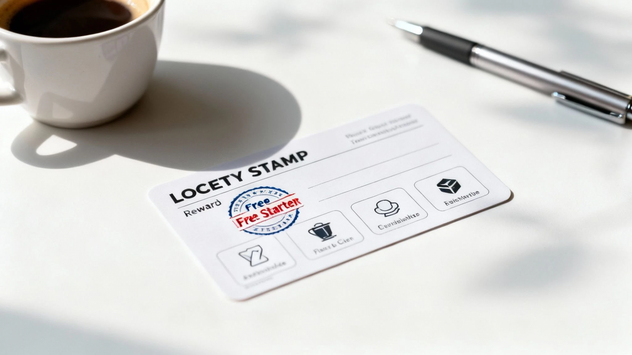 Közelkép egy jól megtervezett hűségkártya bélyegzéséről.