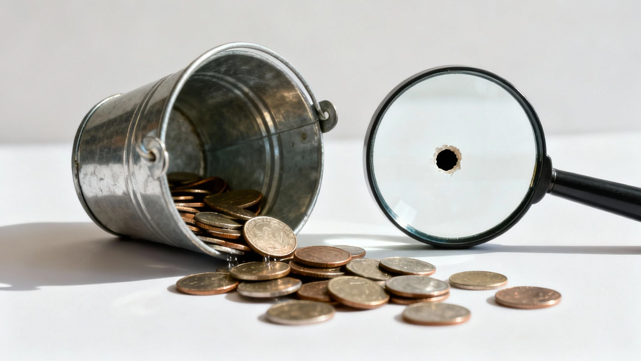 Egy megrepedt malacpersely, amelyből érmék hullanak ki, vizualizálva az ügyfelek elvándorlásából eredő pénzügyi veszteséget.