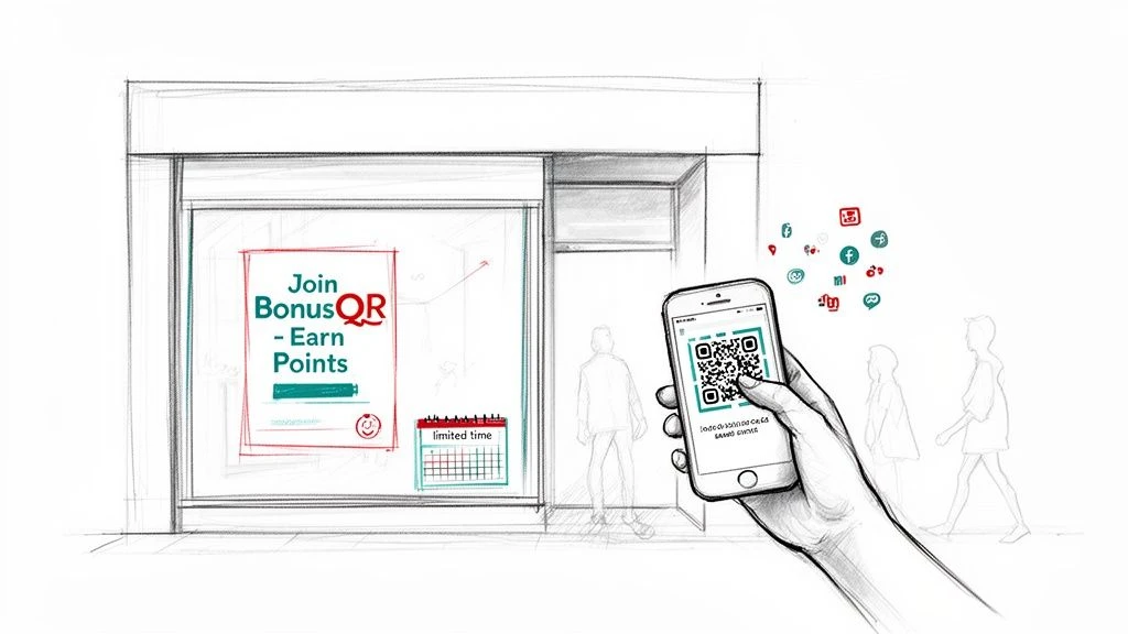 Egy k&eacute;z beolvas egy QR-k&oacute;dot egy okostelefonon a 