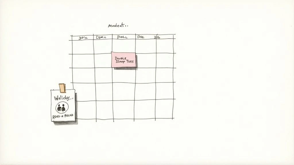 Odręczny kalendarz z różową karteczką samoprzylepną 