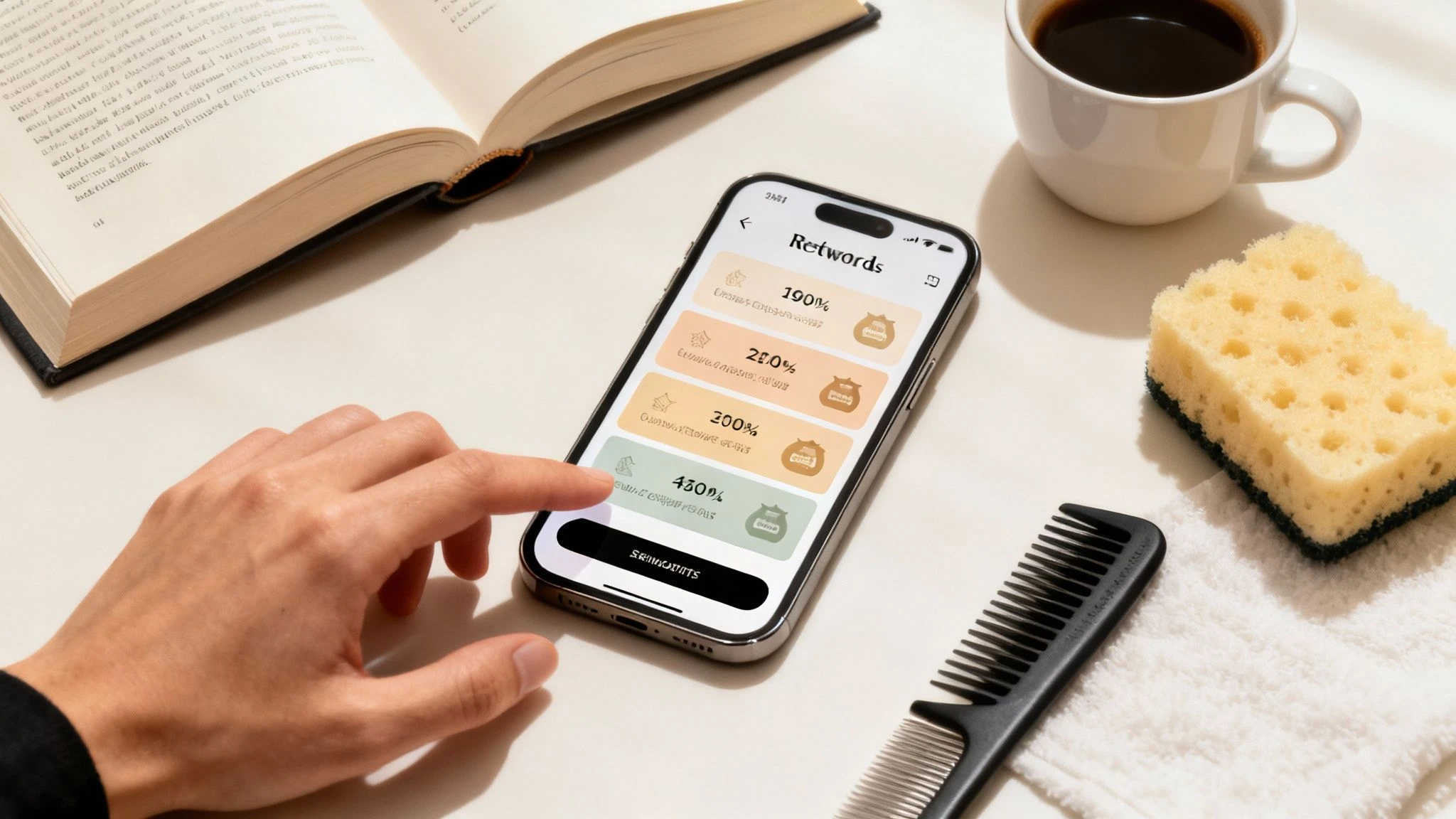 Egy személy, aki kreatív jutalmat kap egy kisvállalkozástól.