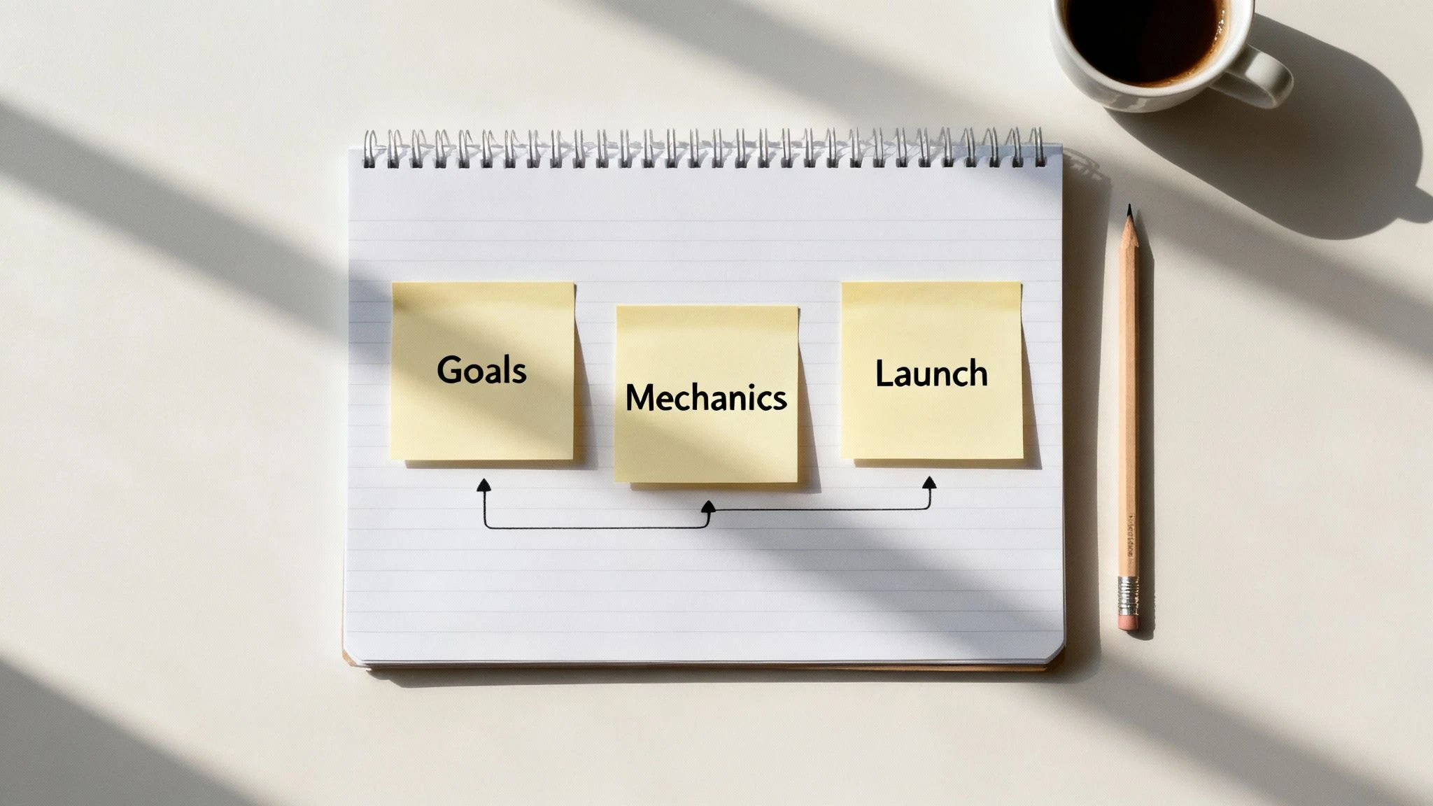 Una persona dibuja un diagrama de flujo en una pizarra, representando el proceso de creación de un programa de fidelización gamificado.