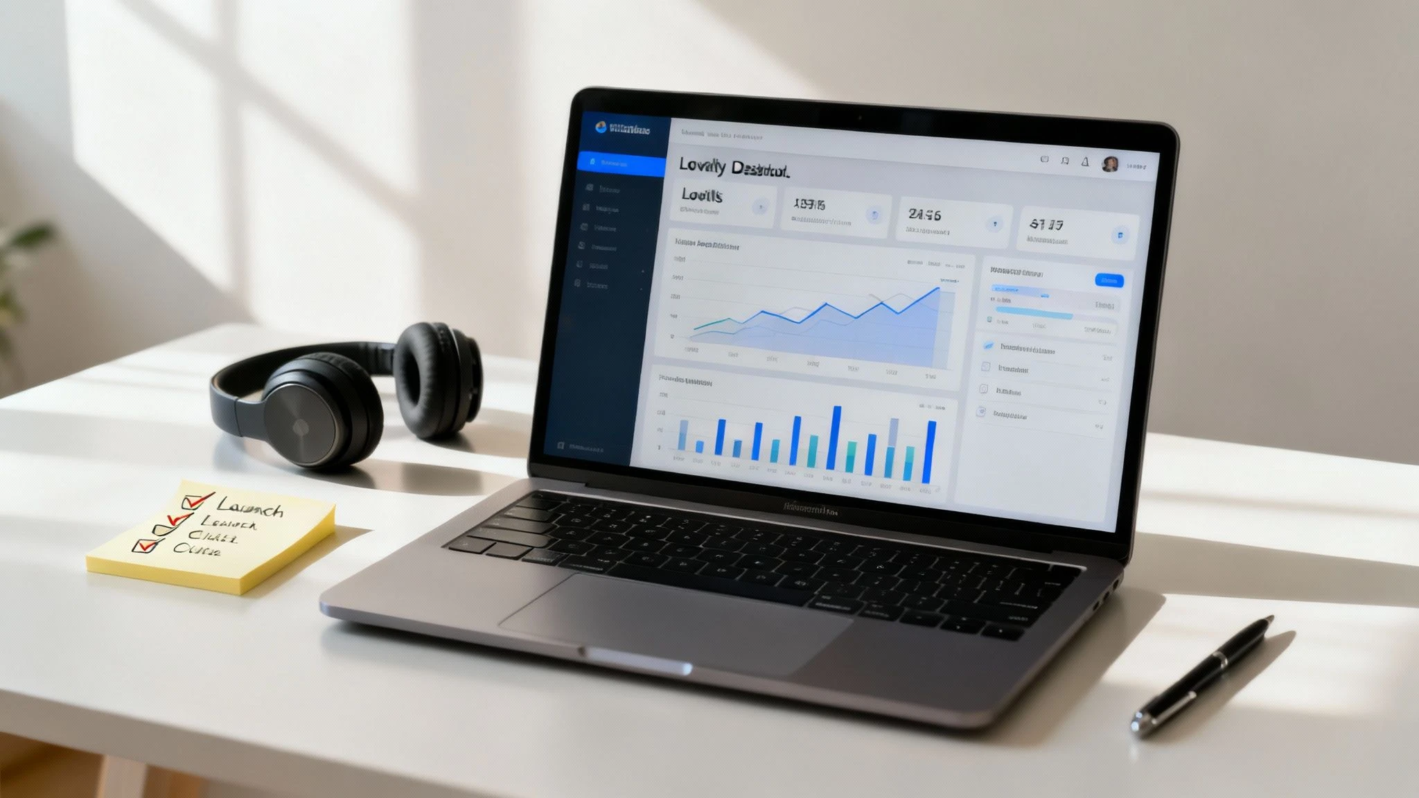 A person using a laptop to plan a project on a digital kanban board.