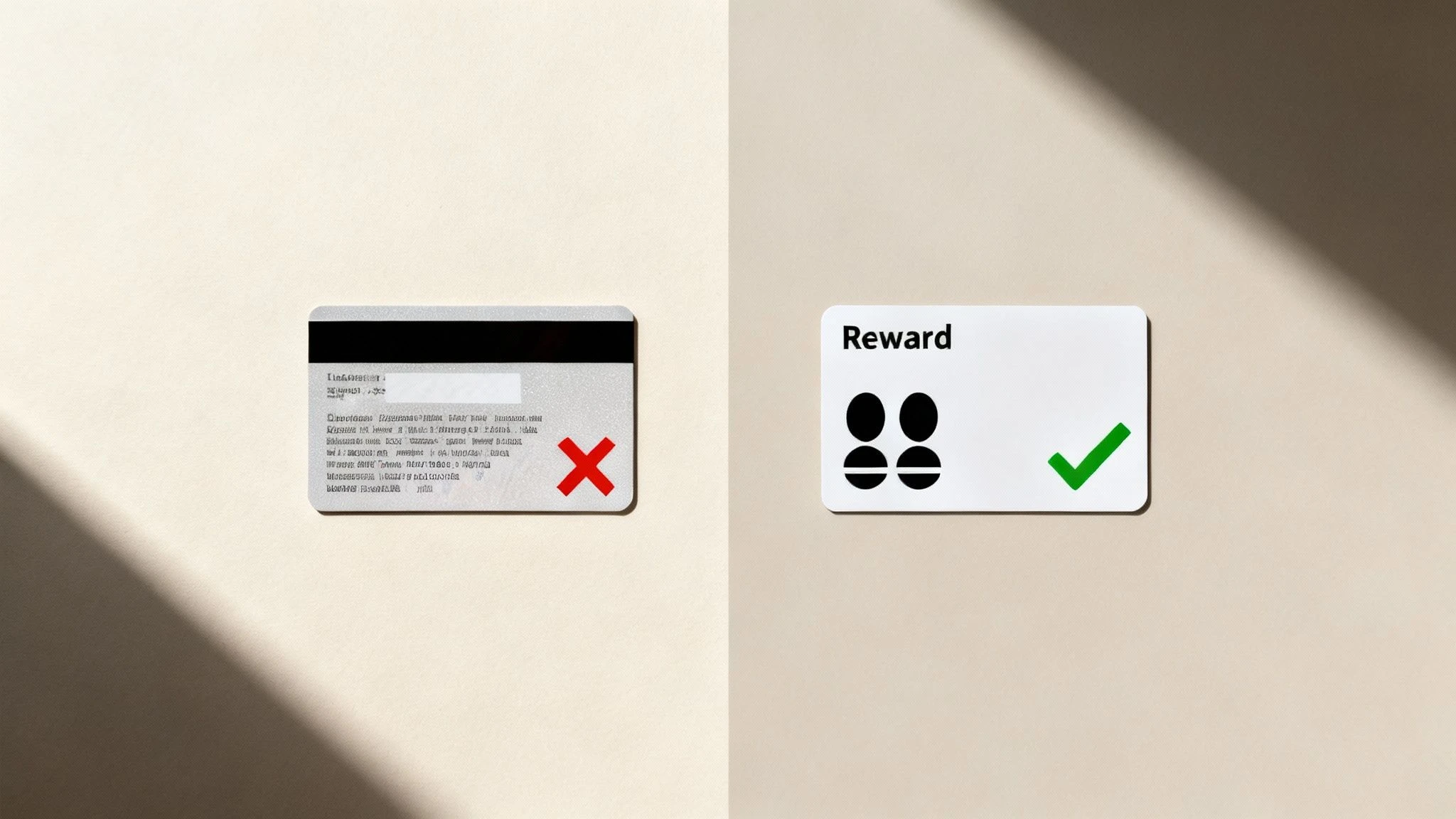 Egy gyűrött hűségkártya fölé ragasztószalagból készült piros kereszt jel.