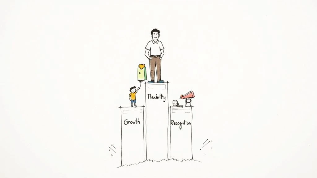 Una ilustración que muestra a una persona sobre un pedestal de