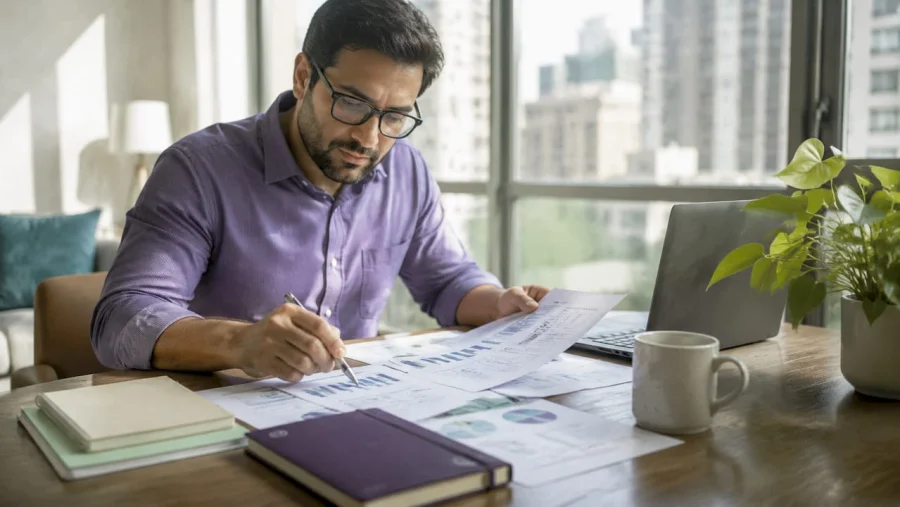 Analyste examinant des documents de m&eacute;triques d'engagement SaaS