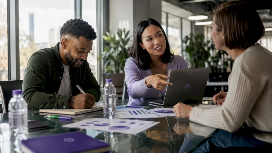 Business team discussing customer engagement