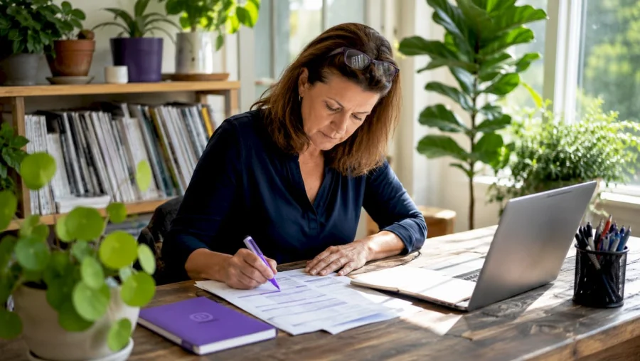 Entrepreneur examinant des documents de programme de fid&eacute;lit&eacute;