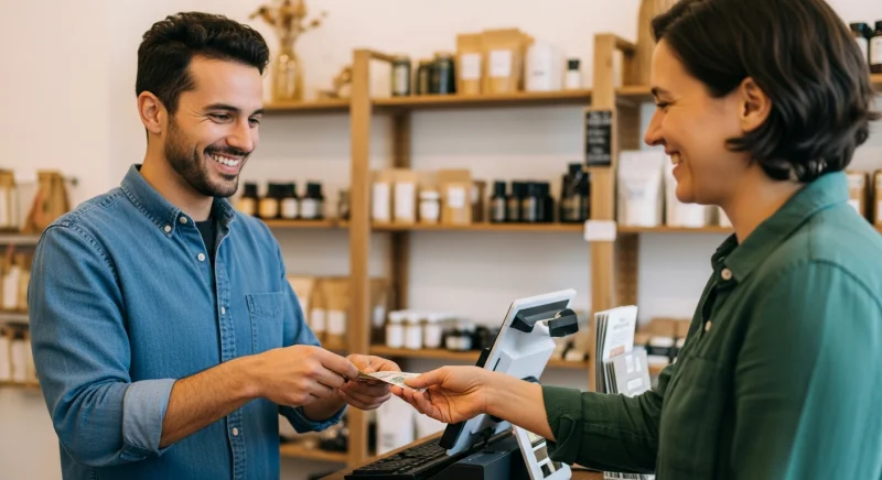 Entrepreneur setting up a digital loyalty program on her laptop