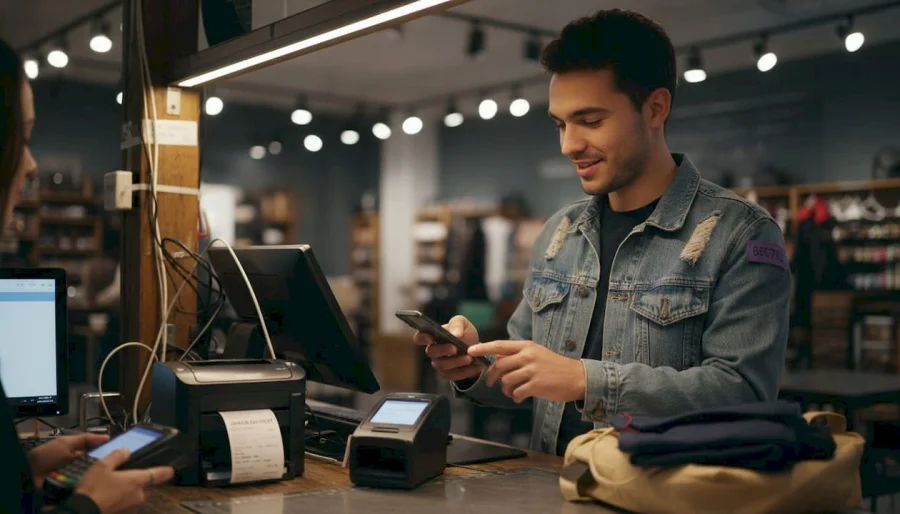 Un cliente escanea su tarjeta de fidelidad en una tienda