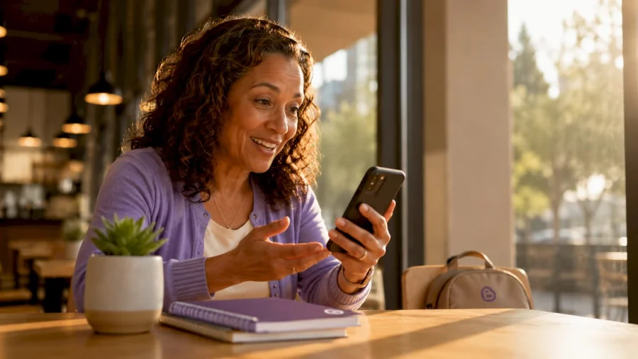 Customer sharing referral code on smartphone