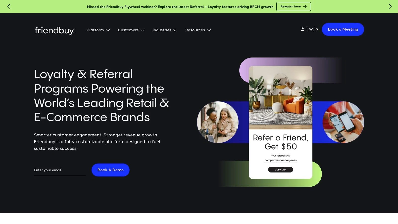 Friendbuy dashboard showing referral program analytics