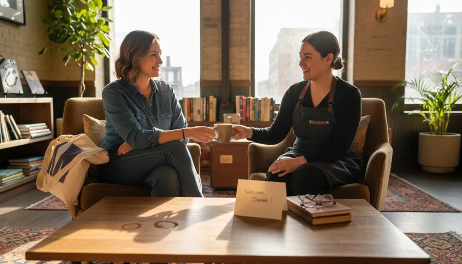 A szálloda vendége személyre szabott kiszolgálásban részesül a társalgóban