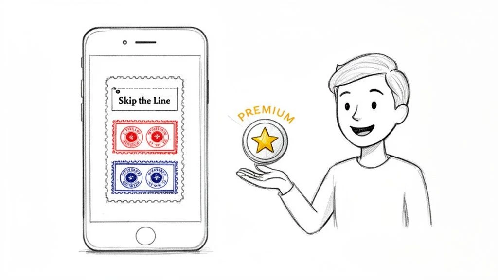 Illustration eines l&auml;chelnden Mannes, der eine 