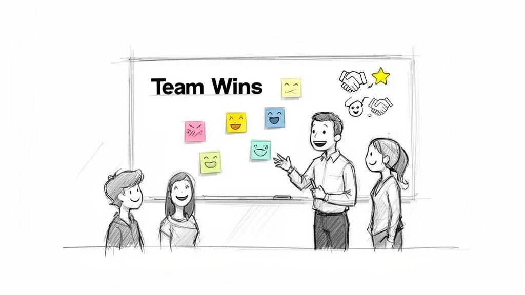 Ilustracja przedstawiająca zesp&oacute;ł omawiający 