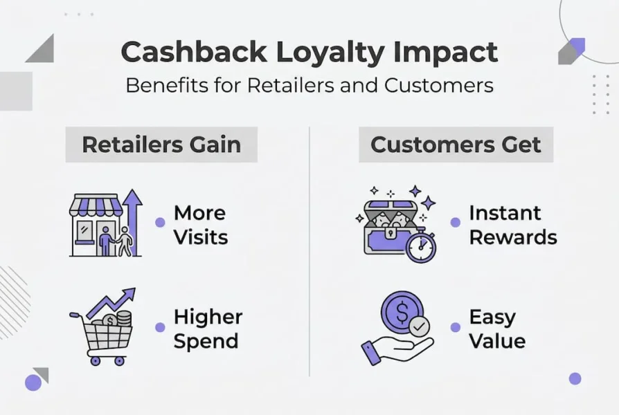 Infografika a cashback hűs&eacute;g előnyeiről a kiskereskedők &eacute;s a v&aacute;s&aacute;rl&oacute;k sz&aacute;m&aacute;ra