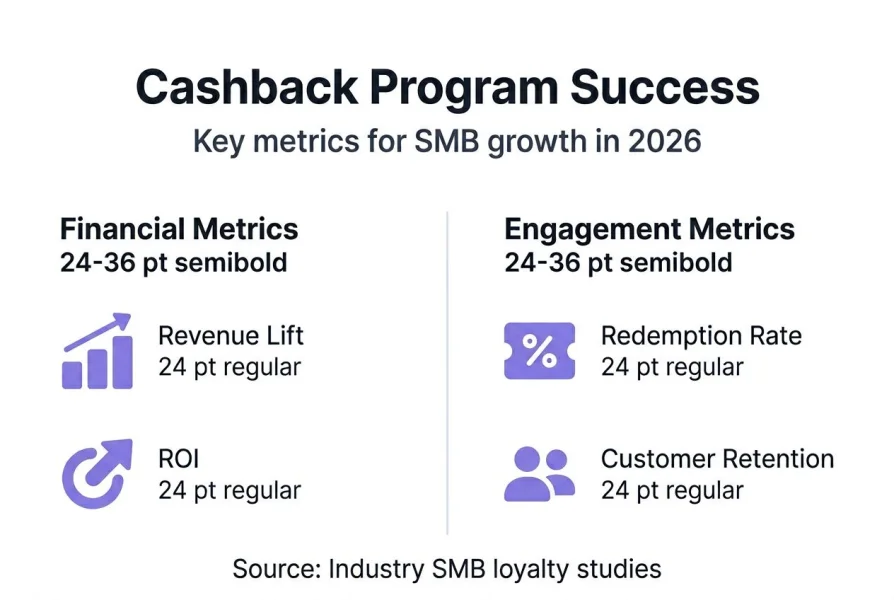 Infografika zobrazuj&uacute;ca metriky &uacute;spe&scaron;nosti cashback programu