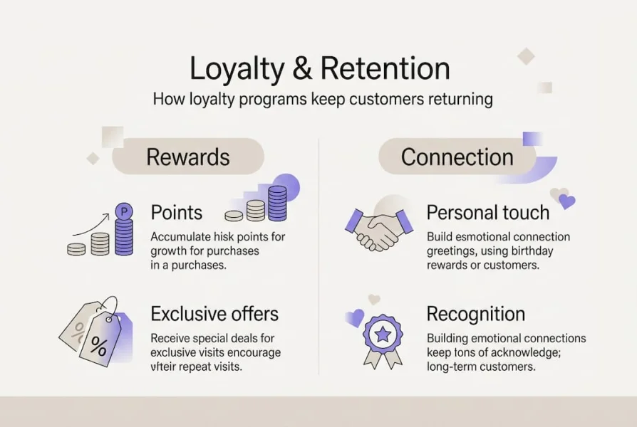 Infografika przedstawiająca strategie lojalnościowe i retencyjne