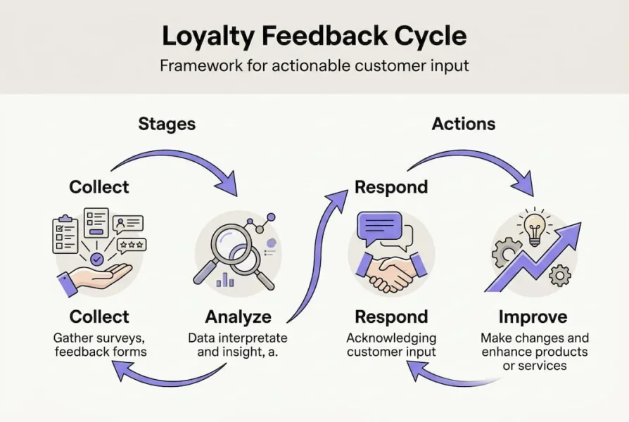 Infografica che mostra le fasi del ciclo di feedback della fedelt&agrave;