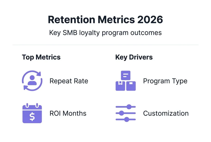 Infografika podsumowująca wskaźniki i czynniki wpływające na retencję SMB