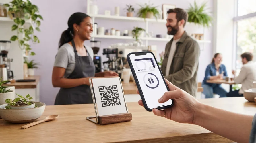 Sistema de tarjetas de fidelización con código QR para recompensas en el wallet