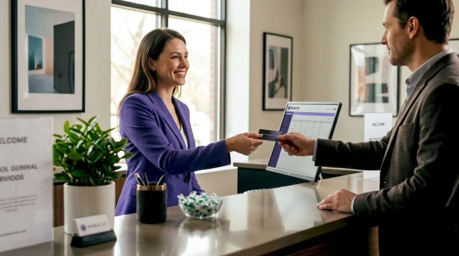 A recepci&oacute;s &aacute;tadja a tags&aacute;gi k&aacute;rty&aacute;t a sz&aacute;lloda vend&eacute;g&eacute;nek