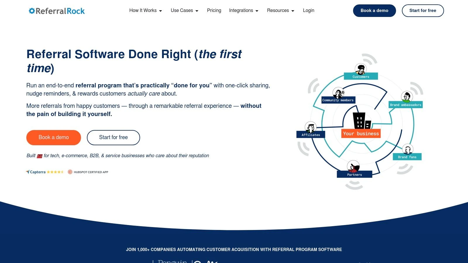 Referral Rock dashboard showing program setup options