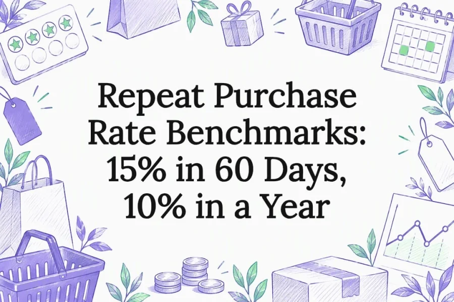 Repeat Purchase Rate Benchmarks: 15% in 60 Days, 10% in a Year