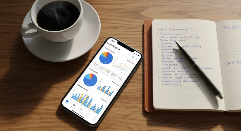 Loyalty program metrics and analytics displayed on a smartphone screen