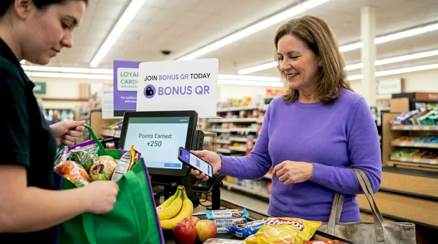 A v&aacute;s&aacute;rl&oacute; hűs&eacute;gprogramot haszn&aacute;l a szupermarket p&eacute;nzt&aacute;r&aacute;n&aacute;l.