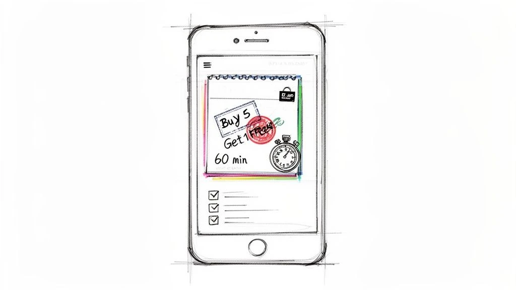 N&aacute;črt aplikace pro chytr&eacute; telefony s digit&aacute;ln&iacute; věrnostn&iacute; kartou s n&aacute;pisem 