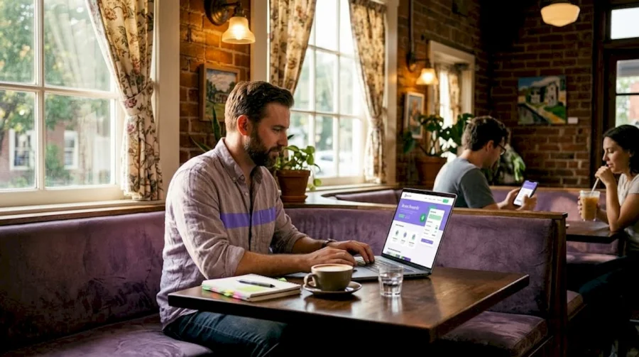 Propri&eacute;taire d'une petite entreprise g&eacute;rant des primes de fid&eacute;lit&eacute; dans un caf&eacute;
