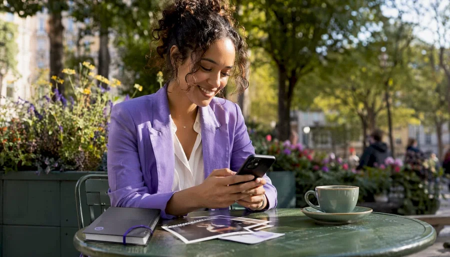Propri&eacute;taire de petite entreprise utilisant une application de fid&eacute;lit&eacute;