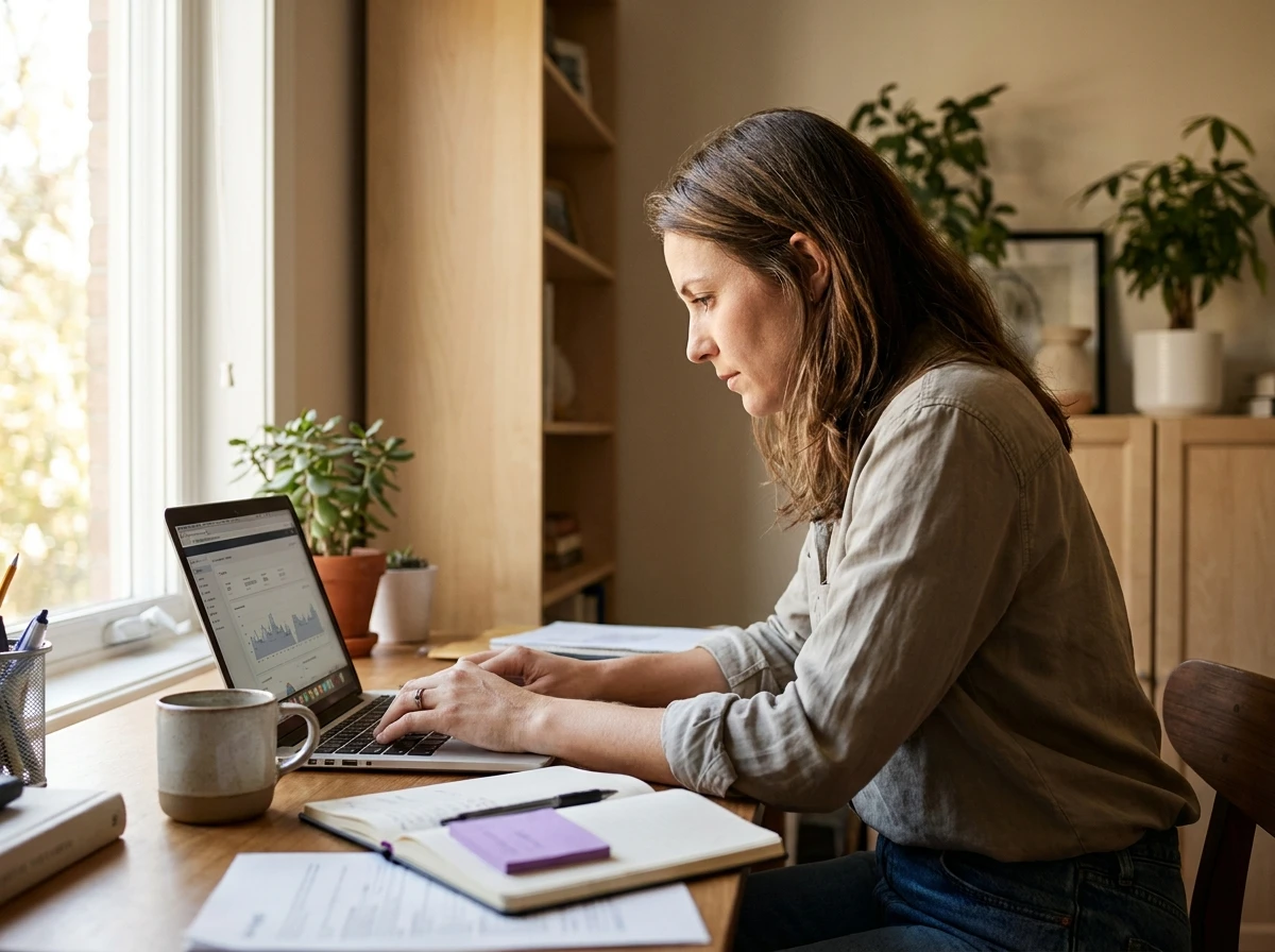 Dirigeant d'entreprise consultant les analyses de fidélisation sur son ordinateur portable