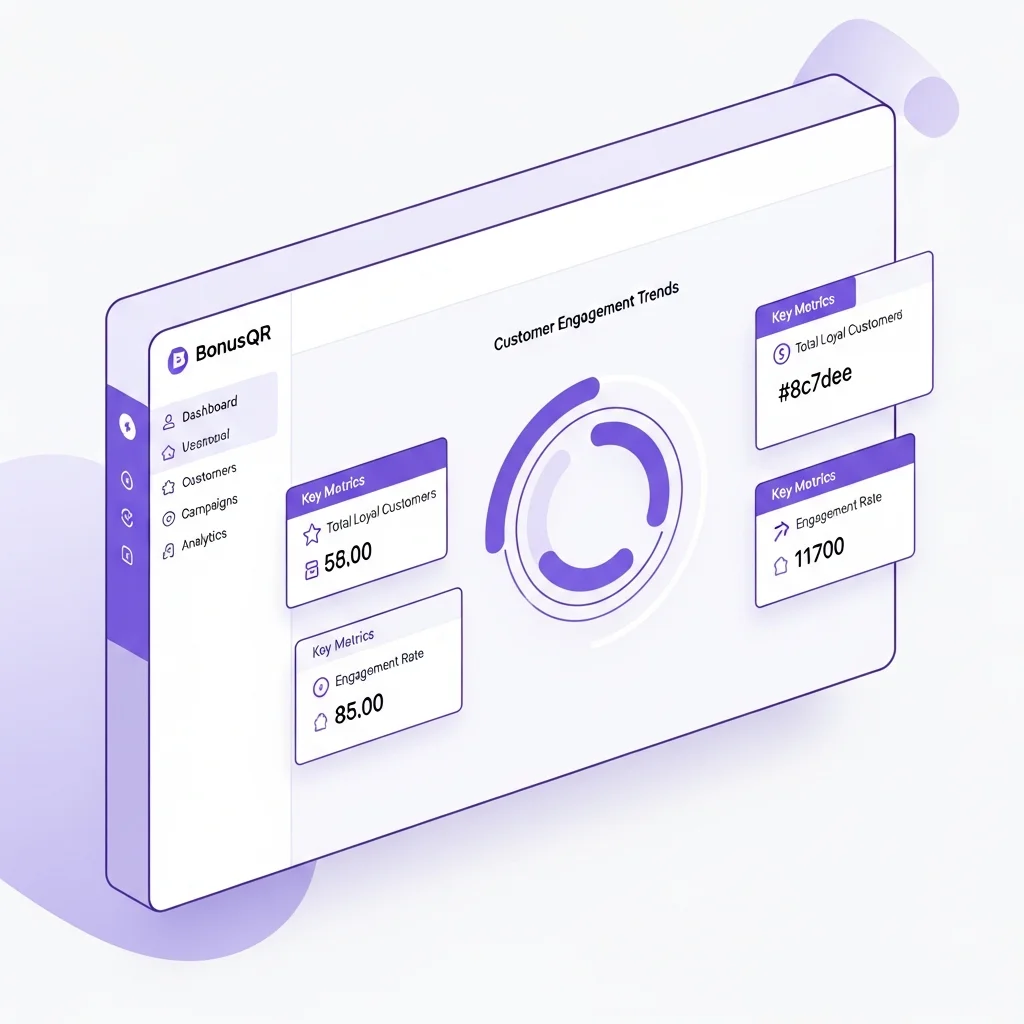 BonusQR customer loyalty program dashboard showing rewards and analytics