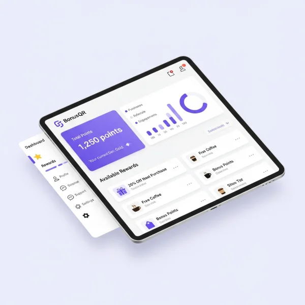 Customer reward program dashboard on BonusQR