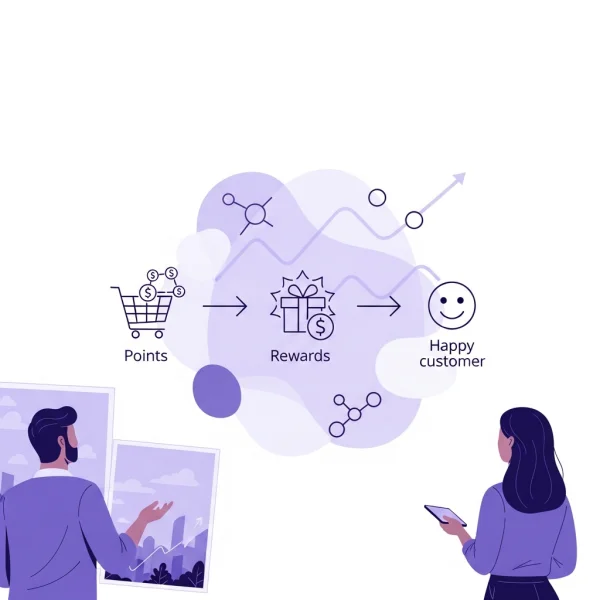 Illustration verschiedener Treue- und Prämienprogramm-Typen für Unternehmen